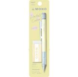 Tombow MONO Graph en MONO gum, 0,5 mm, crèmegeel, precisie met 4 mm punt, innovatief schudmechanisme, stabielere messing tang, navulbaar, incl. gum [SH-MG54-PE04A]