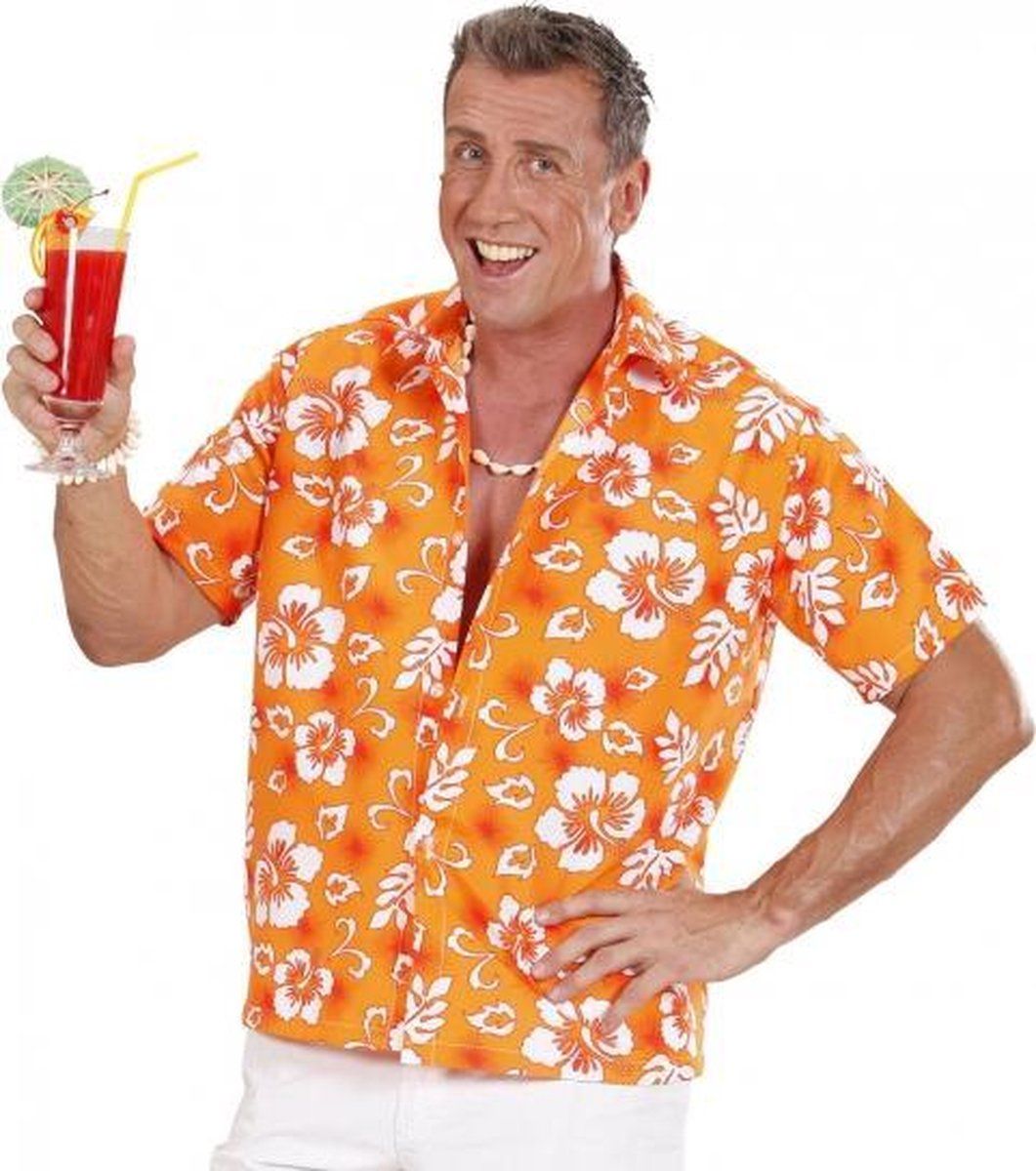 Fun & Feest Hawaii Blouse - Oranje - Maat M/L - Polyester
