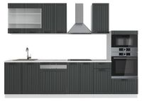 Vicco Fame-Line Complete keukeneenheid – 300 cm met hoge kast, zonder werkblad Antraciet landhuis/wit