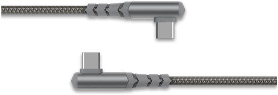 FORCE CASE USB-C naar USB-C 60W 3A Ultra-verstevigde haakse oplaad- en synchronisatiekabel 2m, Grijs