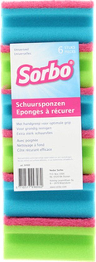 Sorbo Schuurspons - 6 stuks - Meerkleurig