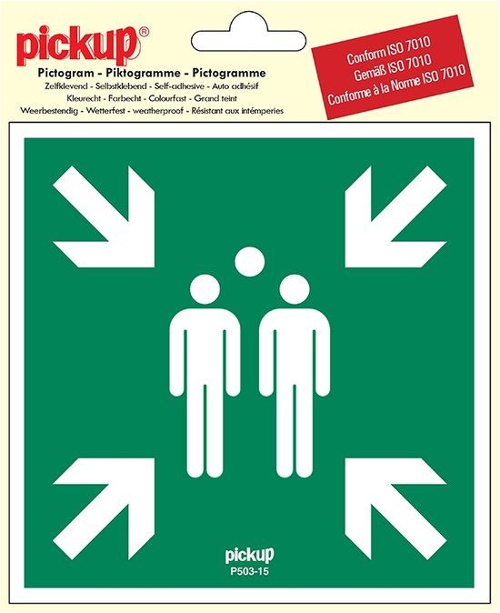 Pickup Pictogram Sticker - Verzamelplaats bij calamiteit - 15x15 cm - Kunststof