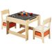 VEVOR Ensemble table et 2 chaises pour enfants, avec espace de rangement sous la table et coffre de rangement en tissu sous les chaises, bureau en bois pour apprentissage et dessin, couleur bois clair