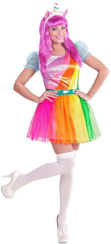 Widmann Eenhoorn Kostuum Eenhoorn Regenboog Vrouw XS Carnaval kostuum Verkleedkleding