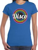Bellatio Decorations Disco t-shirt dames - blauw - katoen - S