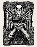Komar Marvel Wolverine Lino-Cut wandafbeelding voor kinderkamer, 40 x 50 cm