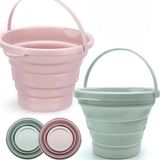 Seau en silicone pour la plage et les voyages, 2 x 5 litres, incluant 2 seaux pliables et faciles à nettoyer