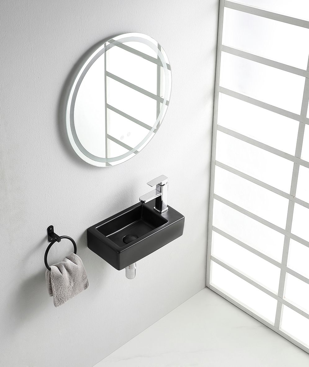 Wiesbaden Rhea M - Fontein - Rechts - 40 x 22 x 11 cm - Keramiek - Mat Zwart