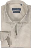 Ledub Ledûb Modern Fit Overhemd - Popeline - Lichtbruin met Wit Mini Dessin - Strijkvriendelijk - Katoen - Lange Mouw - Klassieke Kraag - Regular Fit - Maat 45 (XXL)