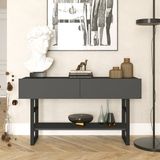en.casa Console tafel sidetable Lappeenranta 139x43x76cm antraciet en zwart