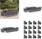 vidaXL 17-delige tuinset met kussens, grijs, polyrotan