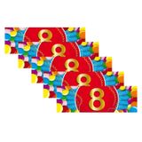 Bellatio Decorations 8 jaar leeftijd sticker - 10x - 19 x 6 cm - 8 jaar verjaardag - jubileum versiering