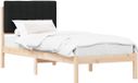 vidaXL Bedframe met gestoffeerd hoofdeinde, zwart, 75 x 190 cm
