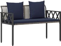 vidaXL Buitenbanken 2-zits 116 x 56 x 75 cm polyrotan grijs en marineblauw
