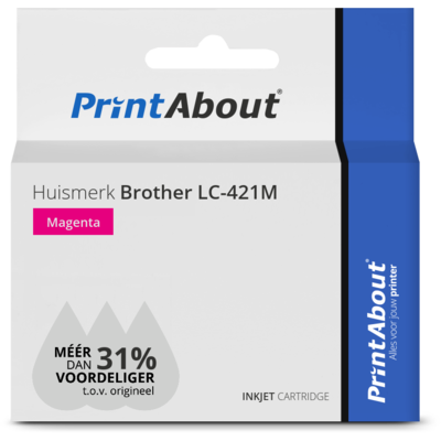PrintAbout Huismerk Brother LC-421M Inktcartridge Magenta
