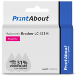 PrintAbout Brother Huismerk LC-421M Inktcartridge Magenta