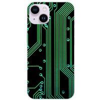 Apple iPhone 14 Bedrukt siliconen hoesje Texture circuit geek