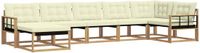 vidaXL Hoek loungeset 7-delig Wit en crèmekleurig Massief Acaciahout