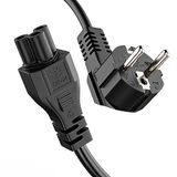 ETEC Stroomkabel 3-polig, 2,0 m, Schuko-stekker, geaard stopcontact, stekker op C5-aansluiting, voedingskabel, netsnoer voor pc-monitorprinter, zwart