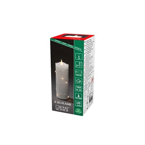KONSTSMIDE LED Echtwachskerze weiss mit 3D Flamme en zilverkleurige draad