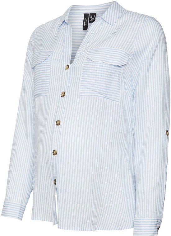 Vero Moda Maternity Gestreepte Zwangerschapsblouse VMMBUMPY Lichtblauw