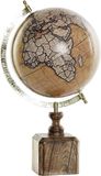 Merkloos / Sans marque Items Wereldbol globe - bruin/ goud - houten voet - 22 x 40 cm - Landen/continenten topografie