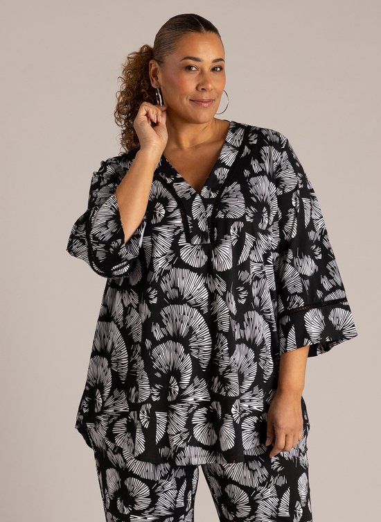 COLLETTA Mila Tops - Black Multi Colour - maat 1(48)