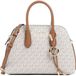 Michael Kors Dames Handtas Bruin Leer Verstelbare Schouderriem Ritssluiting Goudkleurig Logo Patroon