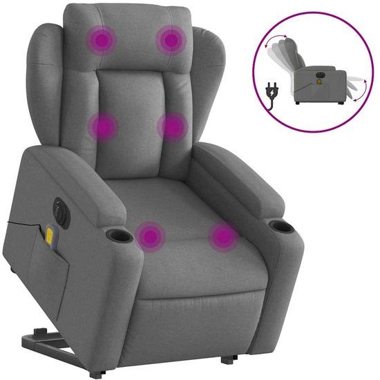 vidaXL Sta-op-massagestoel elektrisch verstelbaar stof donkergrijs