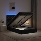 vidaXL Ottomaanse Bed met Matras en LED Zwart 120 x 200 cm fluweel