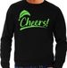 Bellatio Decorations Foute Kersttrui/sweater voor heren - cheers! - zwart - glitter groen - kerstfeest S