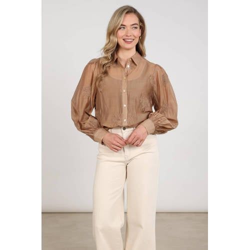 NUKUS blouse met borduursels - camel