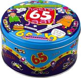 Paper dreams 65 jaar snoeptrommel - 14 x 7,5 cm - 65e verjaardag - voorraadtrommel - cadeau