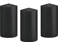 Trend Candles Bougie cylindrique/bougie tronc - 8x - noir - 8 x 15 cm - 69 heures de combustion - bougies horeca