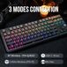 AK870 Clavier de jeu mécanique - 87 touches - Sans fil (2,4 GHz) - Switches interchangeables - Éclairage RVB - USB - Argenté