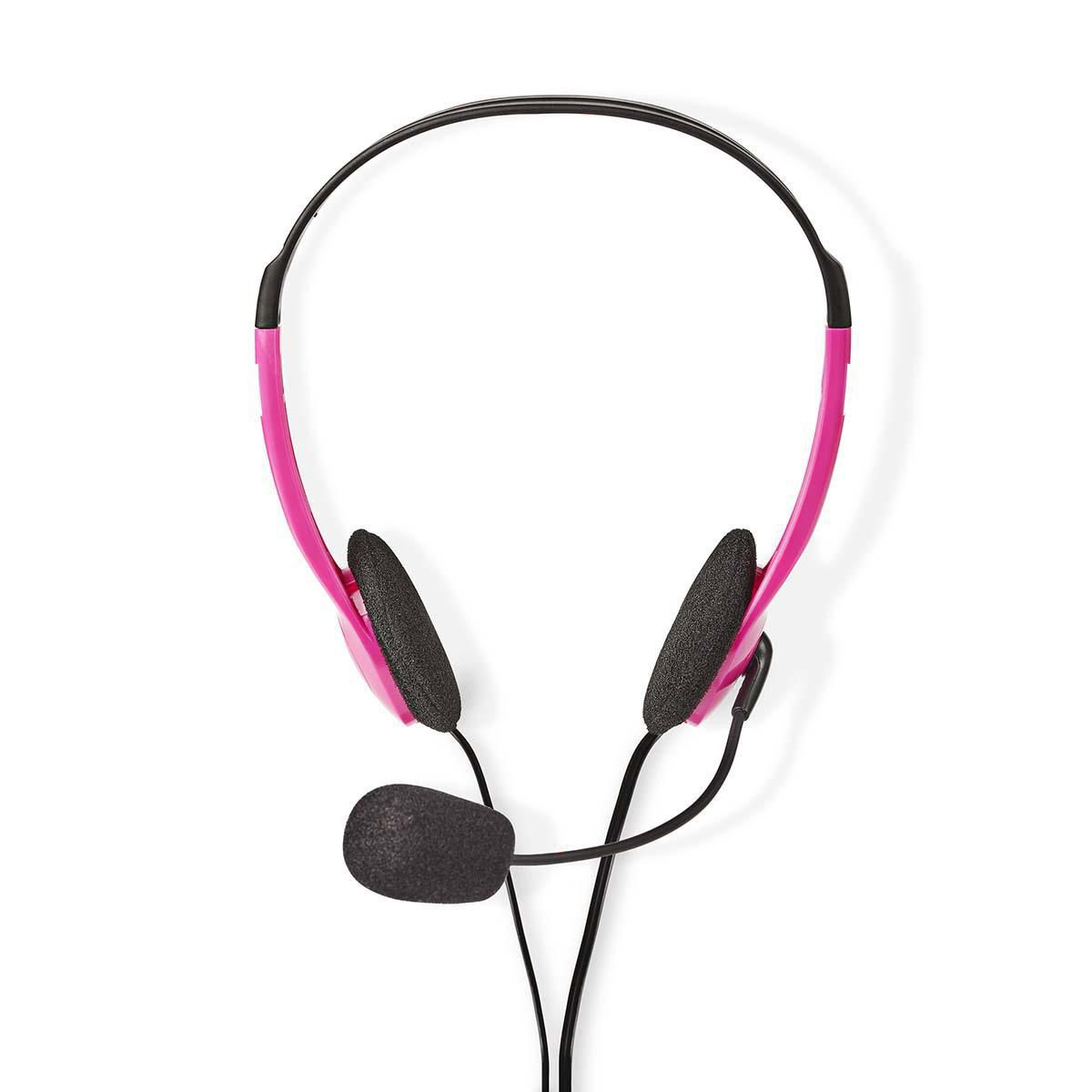 Nedis PC-Headset - On-Ear - Stereo - 2x 3.5 mm - Inklapbare Microfoon - Roze