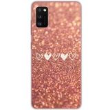 Samsung Galaxy A41 Paillettes coeur bedrukt siliconen hoesje