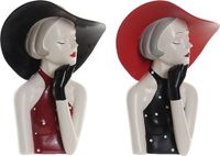 Merkloos DKD Home Decor Decoratieve figuren Rood Zwart Hars Fashion Girls (20 x 14 x 27 cm) (2 Stuks)