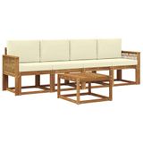 vidaXL - Buiten - bank - set - 5 - st - Natuurlijk - en - Crème - Polyester