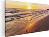 Artaza Canvas Schilderij Zonsondergang Op Het Strand Met Een Hartje - 120x60 - Foto Op Canvas