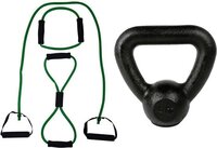 Tunturi Fitness Set - Tubing Set Groen - Kettlebell 4 kg - Zwart