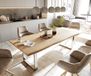 DELIFE Table à manger Edge Chêne naturel 260x100x2,5-3 acier inoxydable étroit Live-Edge