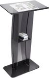 Merkloos Acryl Lessenaar, Hoogte 119 CM - Transparante Lessenaar Met Opbergruimte - voor Kerken en Kantoren, Zwart