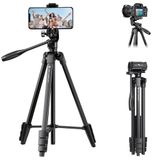 K&F Concept 152cm Camerastatief, Statief voor smartphone met mobiele telefoonhouder, licht Reisstatief met Bluetooth Afstandsbediening, Fotostatief voor Canon, Nikon, Sony, iPhone, Samsung, Huawei