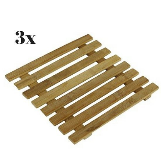 JY&K Onderzetters voor pannen 3x bamboe Placemat Onderzetter hout Bescherming