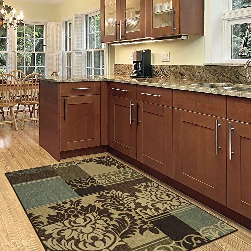 Ottomanson Ottohome collectie tapijt met rubberen achterkant en modern damast design, 100 cm x 150 cm, bruin