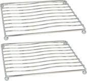 Merkloos Pannenonderzetter - 2 stuks - Metaal - Zilver - 17 x 17 cm
