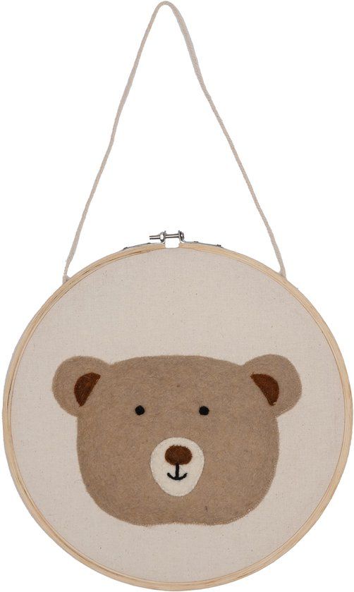 Kids Depot Ben Wandhanger Bruin Vilt Hout Katoen Rond 20 cm