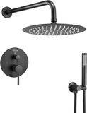 VEVOR Douchekraan Douchesysteemset met 254 mm Ronde Regendouchekop, Matzwart