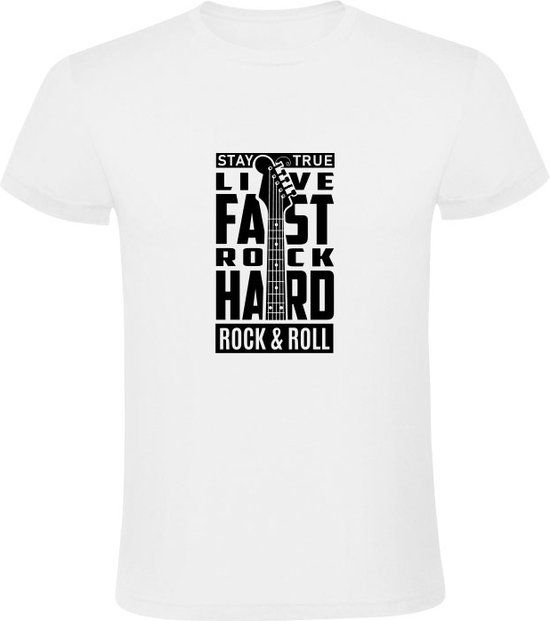 Sol's AC/DC Stay True Rock Hard T-shirt - White - Men's 4XL